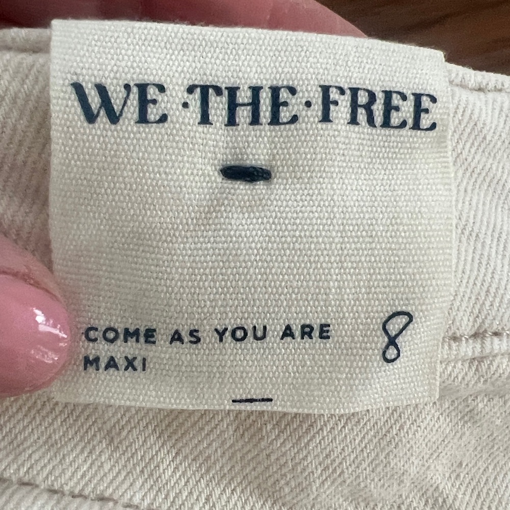 Free People We The Free Come As You Are Denim Maxi Skirt NWT Wisp Ivory Sz 8 - Picture 2 of 7